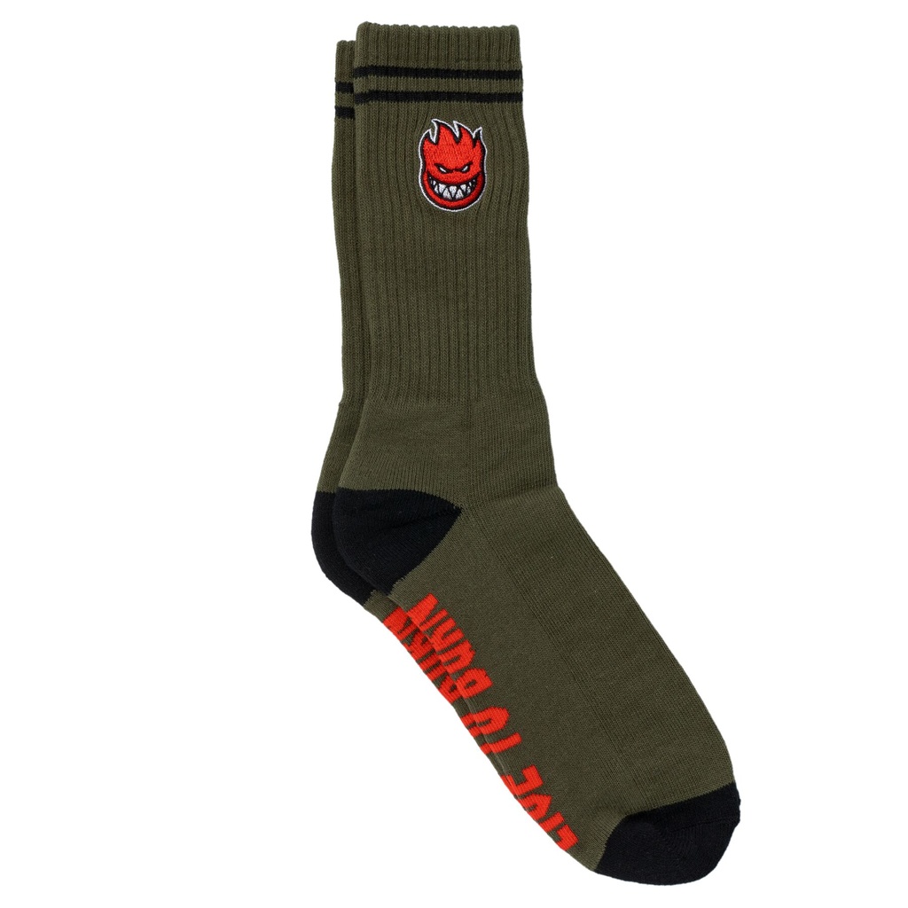 SPITFIRE BIGHEAD FILL EMB SOCKS OLIVE/BLACK/RED