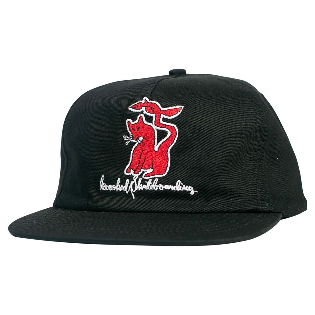 KROOKED CAT SERPENT SNAPBACK HAT BLACK