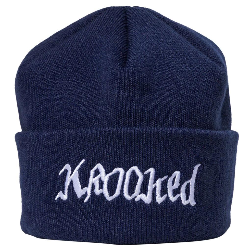 KROOKED DOUBLE OK SCRIPT CUFF BEANIE NAVY