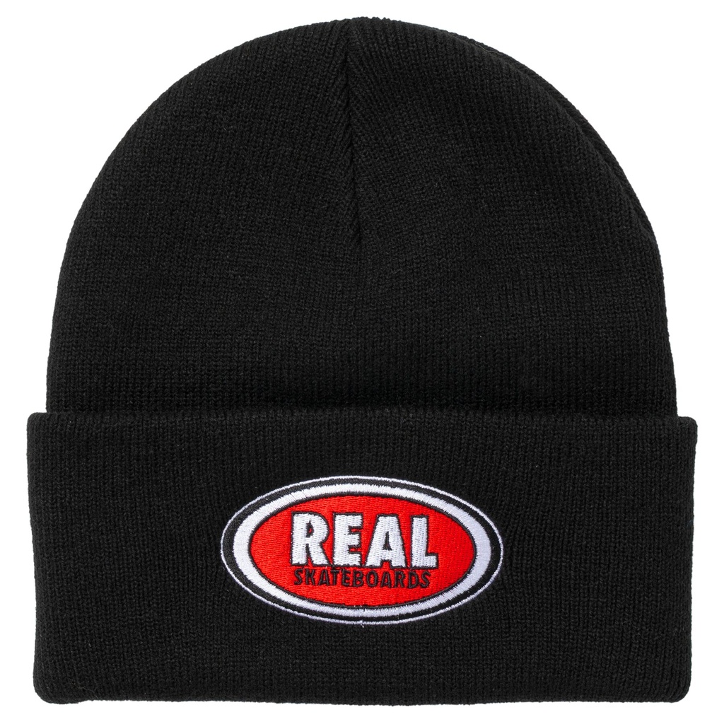 REAL OVAL CUFF BEANIE BLACK