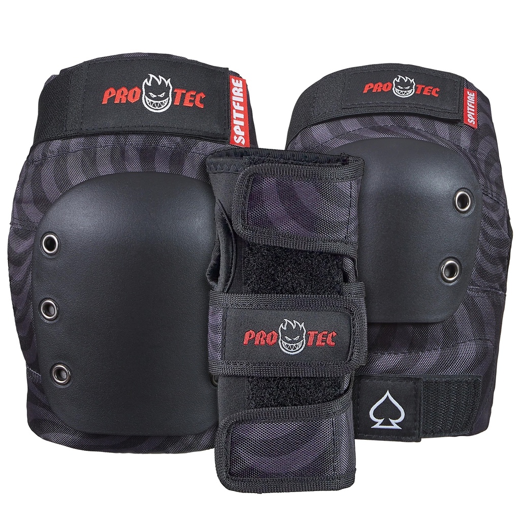 PRO TEC STREET ADULT 3 PACK PAD SET SPITFIRE SIGNATURE EDITION BLACK SWIRL S