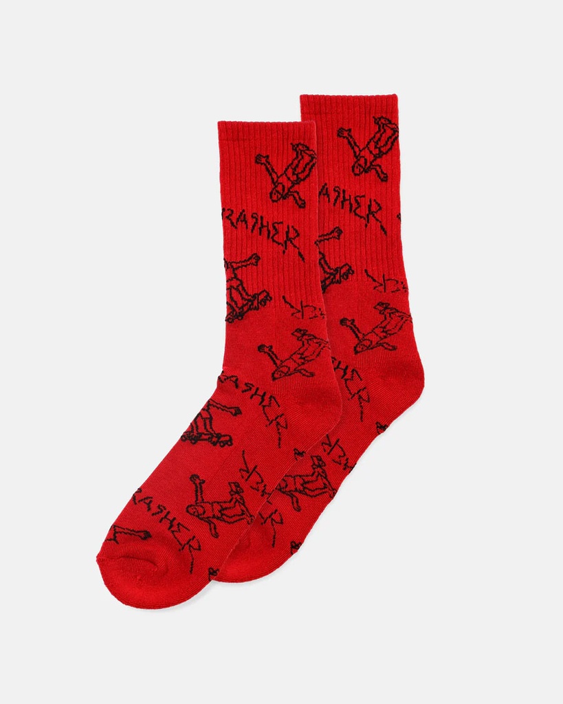 THRASHER GONZ LOGO SOCKS RED/BLACK