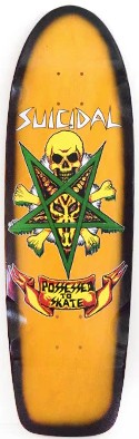 DOGTOWN X SUICIDAL SKATES POSSESSED TO SKATE ORANGE/BLACK FADE 70'S RIDER SHAPED DECK 9.00 X 30.57
