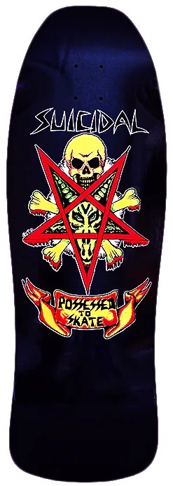 DOGTOWN X SUICIDAL SKATES POSSESSED TO SKATE BLACK GLOSS 80'S REISSUE SHAPED DECK 10.00 X 30.75