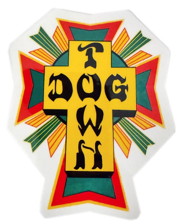 DOGTOWN CROSS LOGO RASTA 4" STICKER