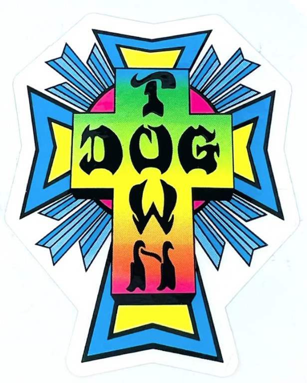 DOGTOWN CROSS LOGO NEON 2" STICKER