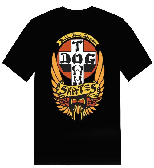 DOGTOWN OG BULL DOG ORANGE WINGS BLACK SS L