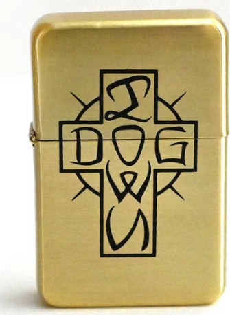 DOGTOWN ESE CROSS FLIP TOP METAL LIGHTER GOLD/BLACK