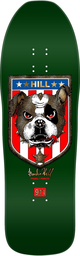 POWELL FRANKIE HILL BULLDOG GREEN/GOLD FOIL SHAPED DECK 10.0 X 30.5
