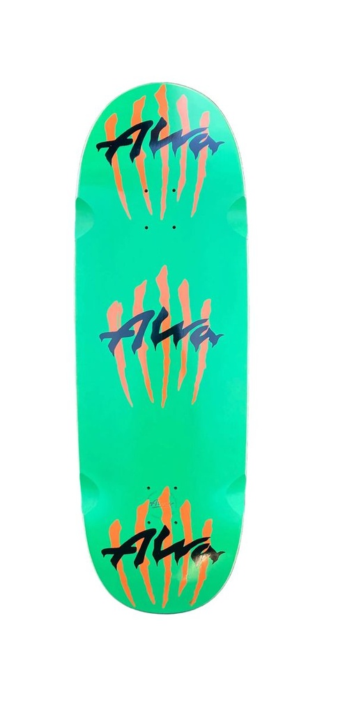 ALVA TRIPLE SCRATCH LOGO GREEN/ORANGE EGG SHAPED WHEEL WELLS DECK 10.625 X 33.0