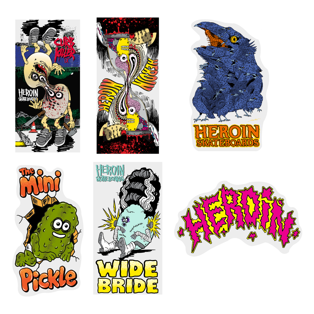 HEROIN MERGED ASSORTED 12CT STICKER PACK