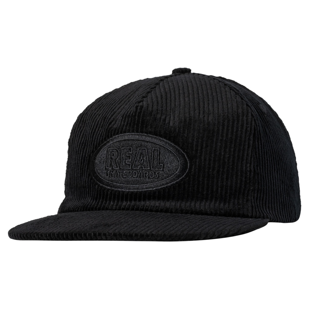 REAL OVAL EMB SNAPBACK HAT BLACK/BLACK