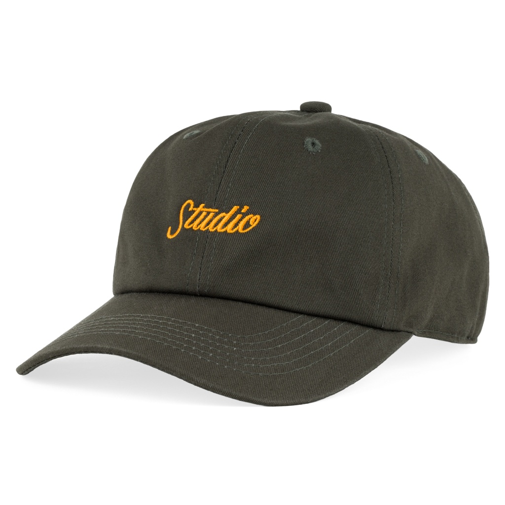STUDIO SMALL SCRIPT 6 PANEL HAT OLIVE