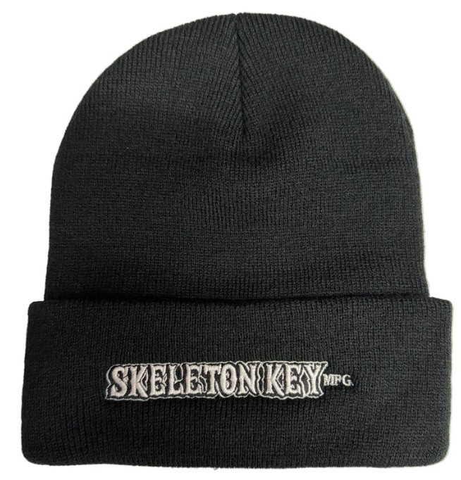 SKELETON KEY EMBROIDERED HEAVYWEIGHT CUFF BEANIE BLACK