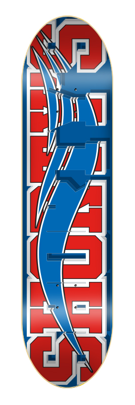 SHORTY'S TEAM SKATE BLOCK BLUE/RED DECK 8.25