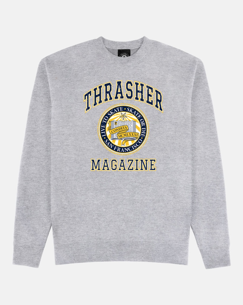 THRASHER DROPOUT ASH GREY CREW/SWT L