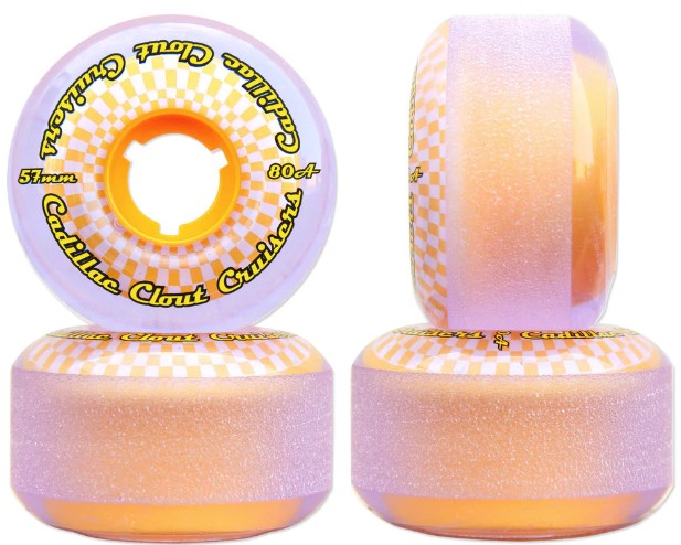 CADILLAC CLOUT CRUISERS PURPLE/YELLOW HUB 57MM 80A (Set of 4)