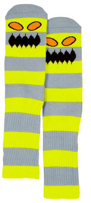 TOY MACHINE MONSTER BIG STRIPE SOCKS YELLOW/GREY