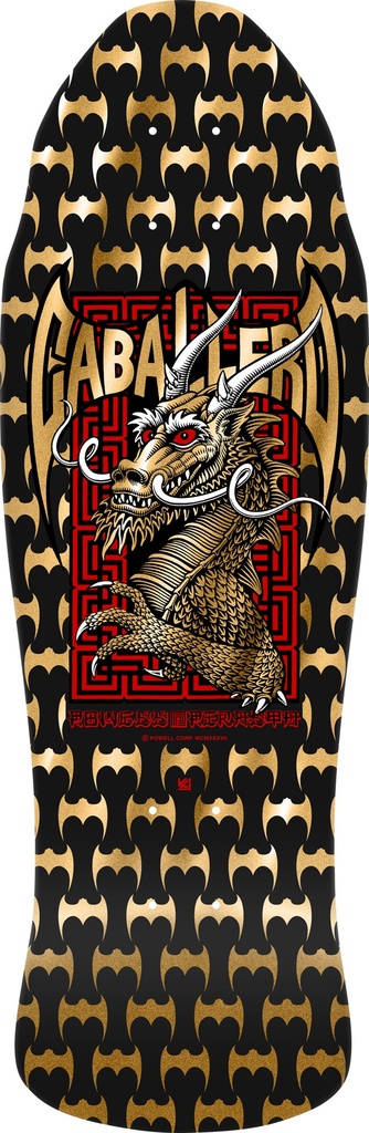 POWELL CABALLERO STREET DRAGON BLACK/GOLD FOIL SHAPED DECK 9.625 X 29.75