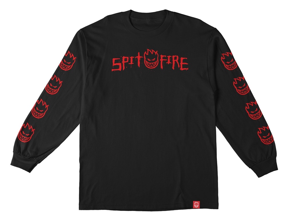 SPITFIRE ROUGH SCRIBBLE BIGHEAD SLEEVE BLACK/RED LS XL