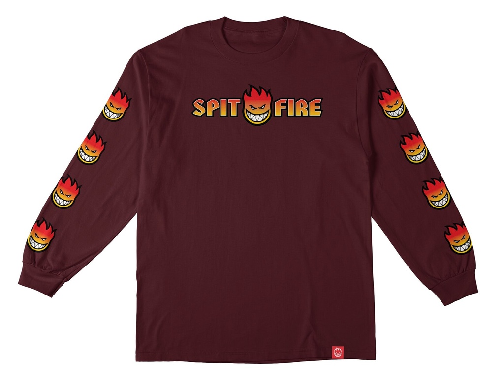 SPITFIRE OG SPLIT BIGHEAD FADE FILL SLEEVE MAROON LS L