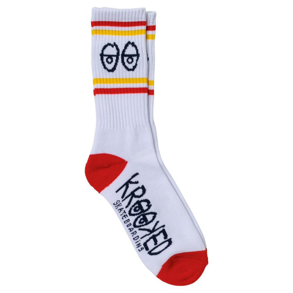KROOKED EYES SOCKS WHITE/NAVY/YELLOW