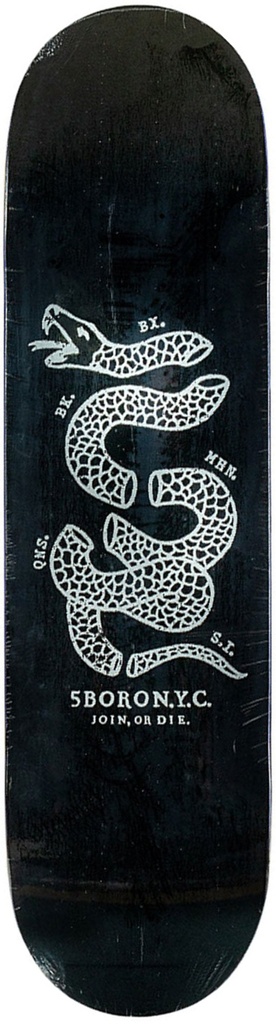 5 BORO TEAM JOIN OR DIE BLACK/WHITE DECK 8.25