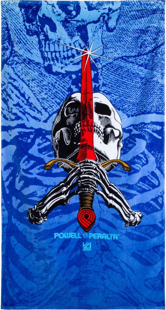 POWELL PERALTA SKULL & SWORD BLUE FADE BEACH TOWEL