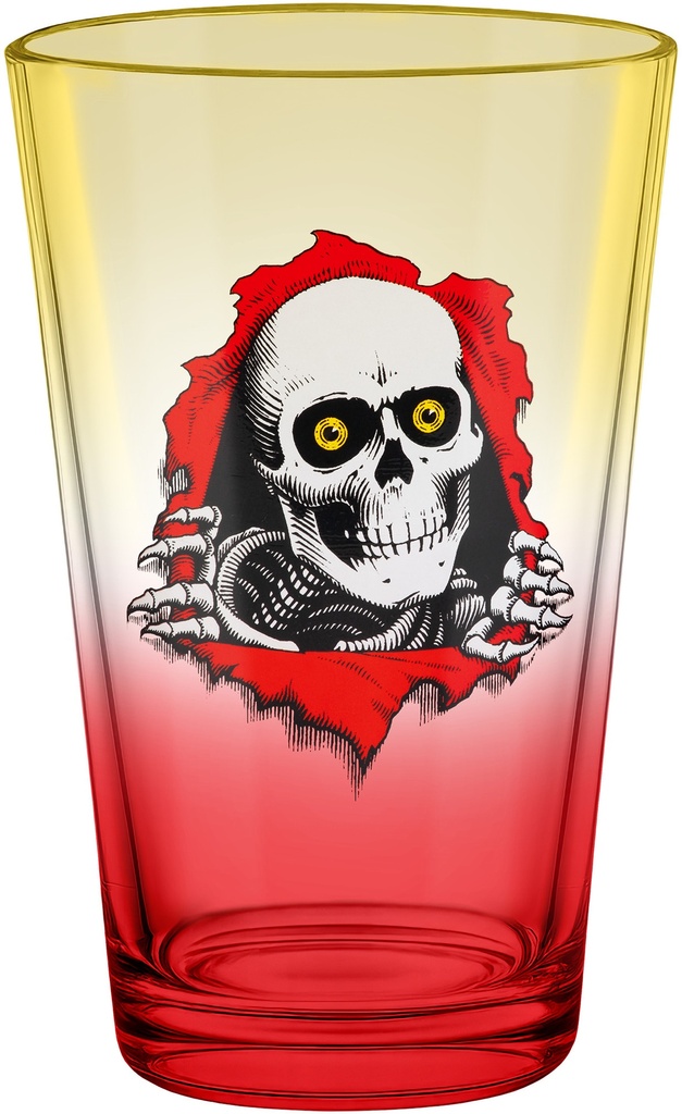 POWELL RIPPER YELLOW/RED FADE PINT GLASS
