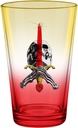 POWELL SKULL & SWORD YELLOW/RED FADE PINT GLASS