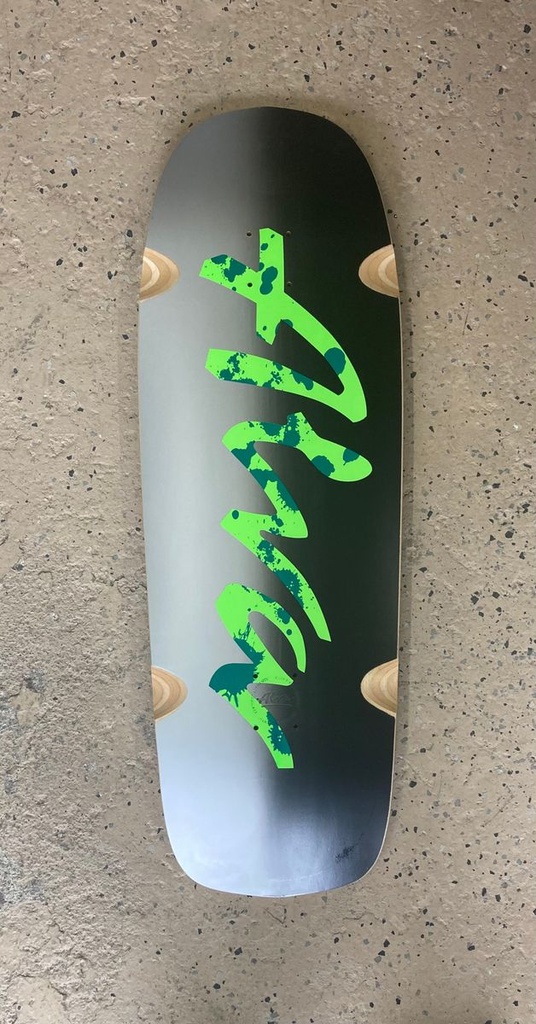 ALVA DOUBLE DIAMOND POOL CRUSHER SILVER/BLACK/GREEN JADE SPLATTER SHAPED WHEEL WELLS DECK 11.0 X 34.0