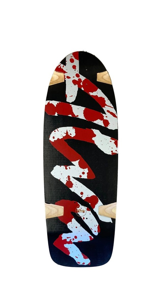 ALVA OG LOGO BLACK/SILVER RED SPLATTER SHAPED WHEEL WELLS DECK 10.5 X 30.5