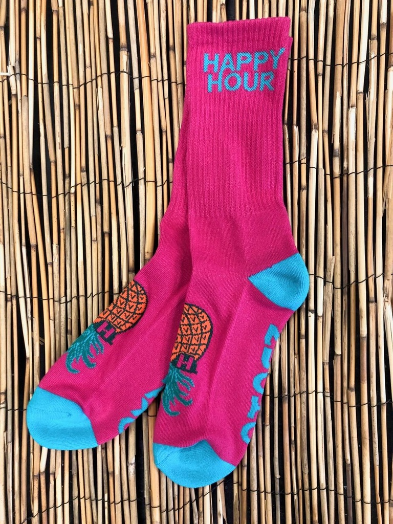 HAPPY HOUR MUCHO RELAXO SOCKS HOT PINK/TEAL