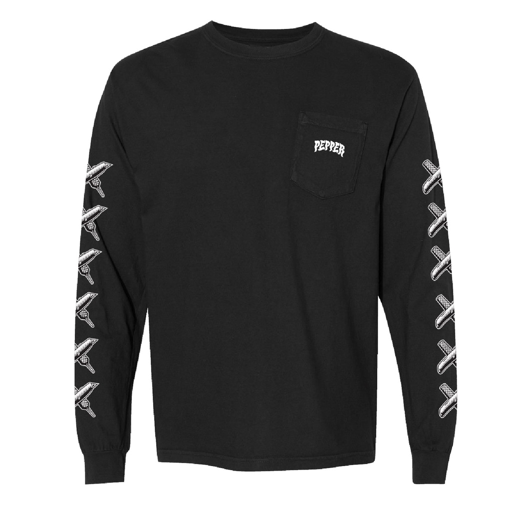 PEPPER KNIFE LOGO BLACK POCKET LS M
