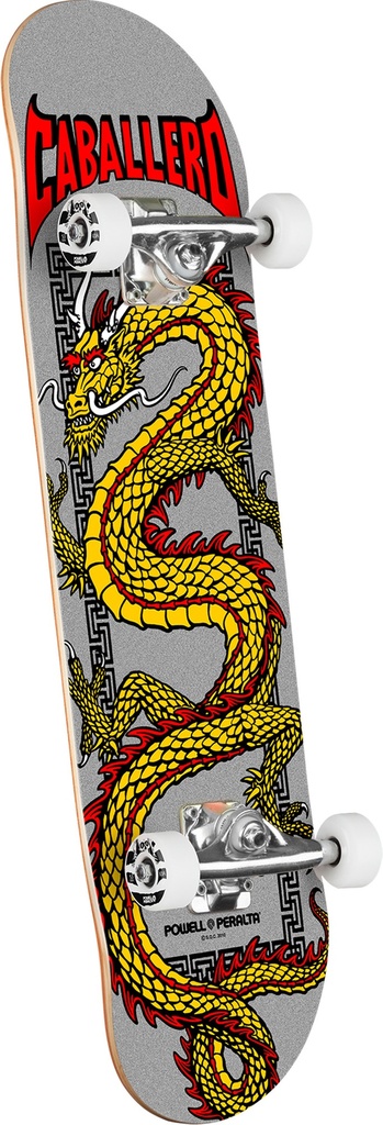 POWELL CABALLERO CHINESE DRAGON METALLIC SILVER COMPLETE 7.75 X 31.08
