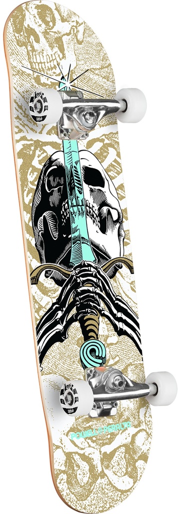 POWELL SKULL & SWORD WHITE/METALLIC GOLD COMPLETE 8.0 X 31.45