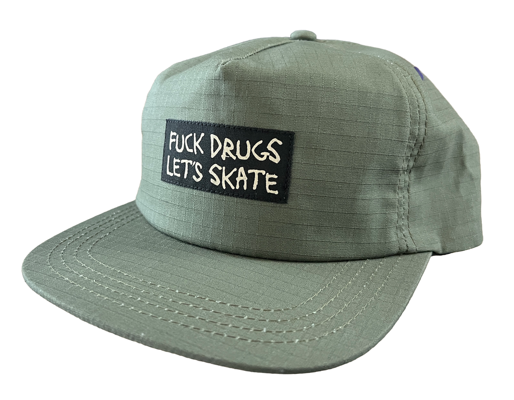 HEROIN FUCK DRUGS SNAPBACK HAT OLIVE