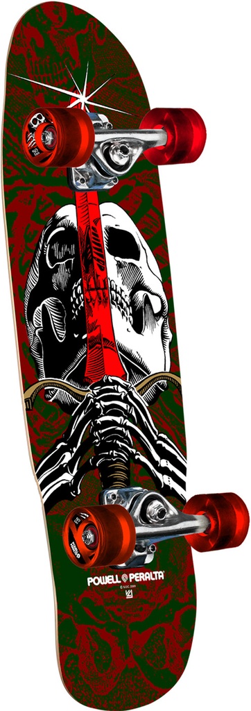 POWELL SKULL & SWORD GREEN/RED CRUISER COMPLETE 8.0 X 30.0