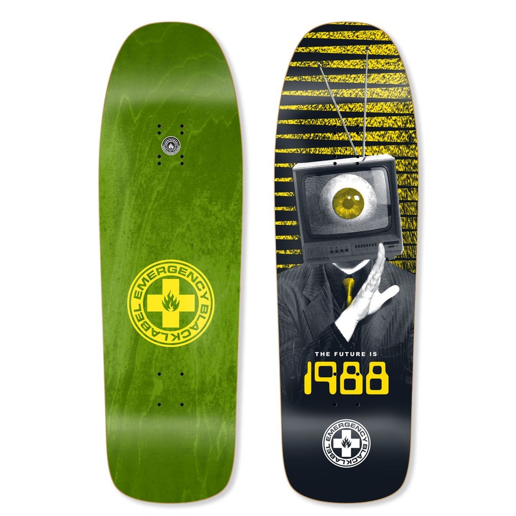 BLACK LABEL TEAM THE FUTURE IS 1988 YELLOW BAIL GUN SHAPED DECK 9.75