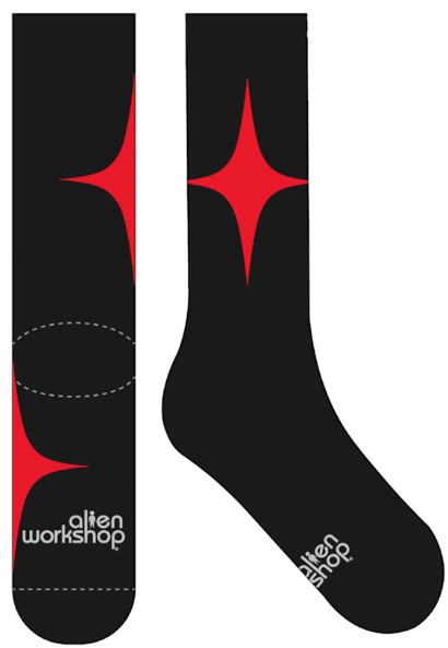 ALIEN WORKSHOP STAR SOCKS HEATHER BLACK/RED