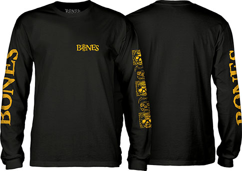 BONES BLACK & GOLD BLACK LS M