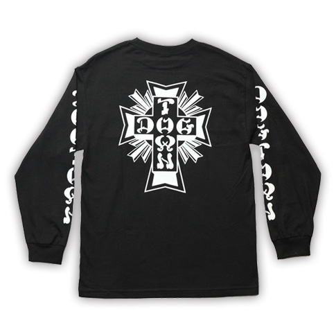 DOGTOWN CROSS LOGO BLACK/WHITE LS  L