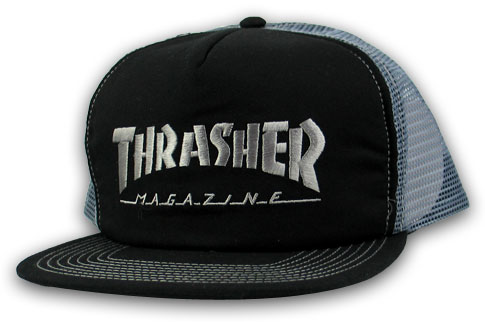 THRASHER MAG LOGO BLACK/GREY MESH HAT