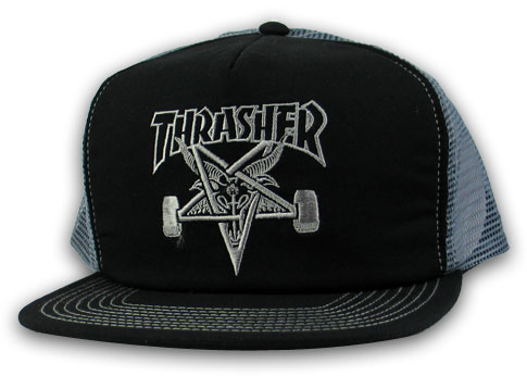 THRASHER SK8 GOAT BLACK/GREY TRUCKER HAT