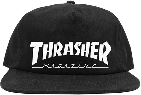 THRASHER SKATE MAG LOGO SNAPBACK HAT BLACK/WHITE