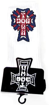 DOGTOWN CROSS LOGO COLOR CREW SOCKS USA/WHITE