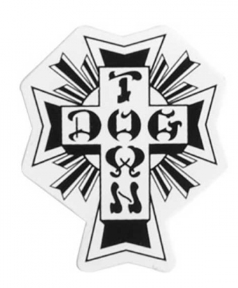DOGTOWN CROSS LOGO BLACK/WHITE 5.5" STICKER