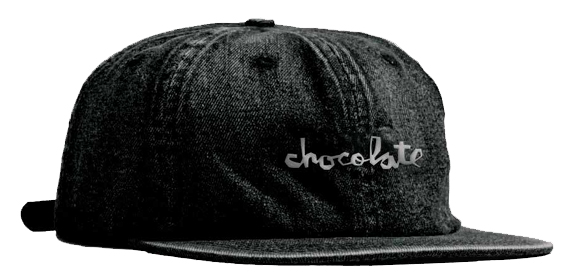 CHOCOLATE EMBROIDERED CHUNK 6 PANEL HAT BLACK DENIM
