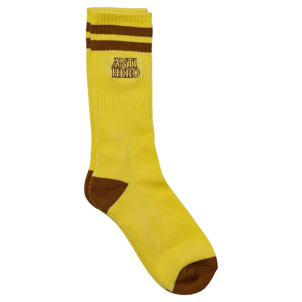 ANTI-HERO BLACK HERO OUTLINE EMB SOCKS YELLOW/BROWN