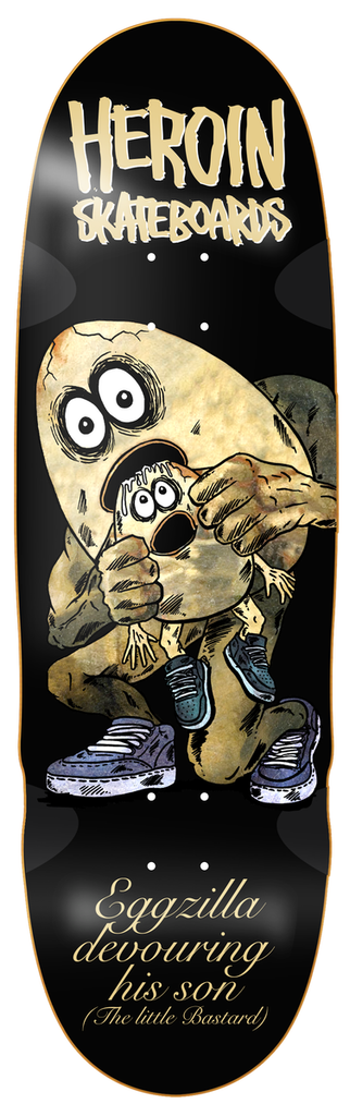 HEROIN TEAM EGG EATER WHEEL WELLS SHAPED DECK 9.75